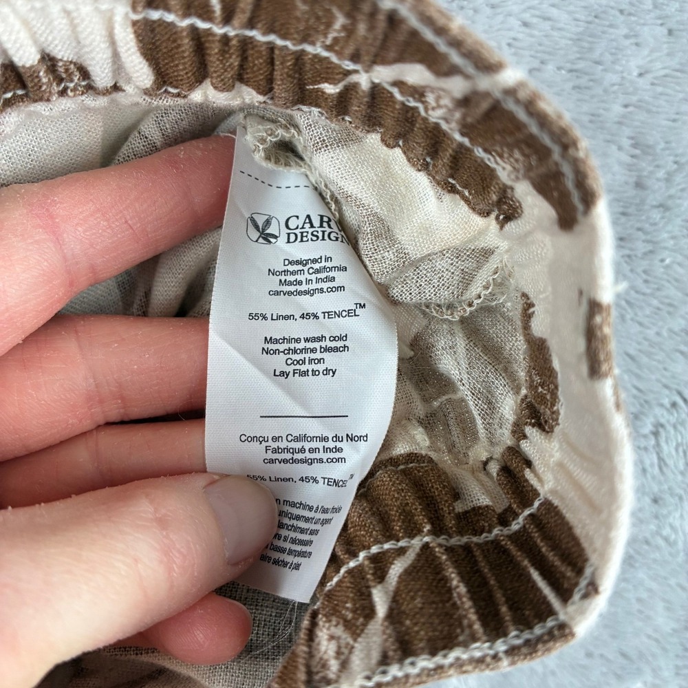 NWOT Carve Designs Short Rhett Women S Linen Blend Brown Cream Rum Print Floral - Picture 10 of 14
